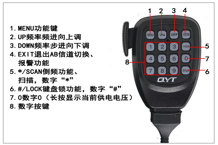 泉益通qyt5800车台 25w电台对讲机 高低双频车载电台 送吸盘天线