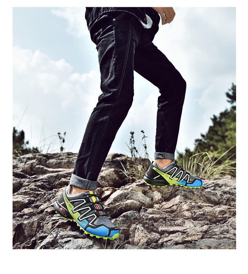 2019春季登山鞋男款户外休闲鞋防滑爬山运动鞋革面轻便厚底徒步鞋