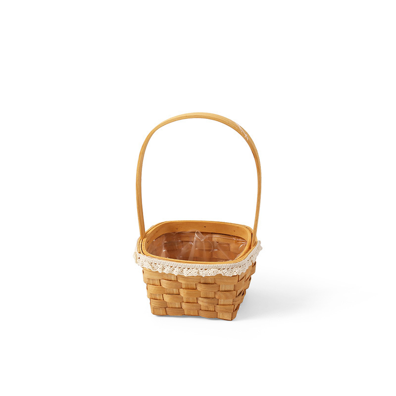 贝影 超迷你小花篮软木条编织手提花篮鲜花绿植多肉篮子