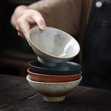 跨境代发粗陶碗复古手工日式陶瓷餐具碗商用拉面碗喇叭碗斗笠碗