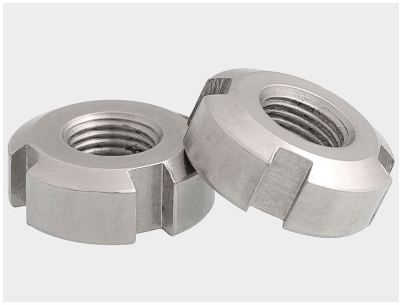 304不锈钢开槽圆螺母gb812 m10m12m14m16m18m20m25m30m50m56m60mm