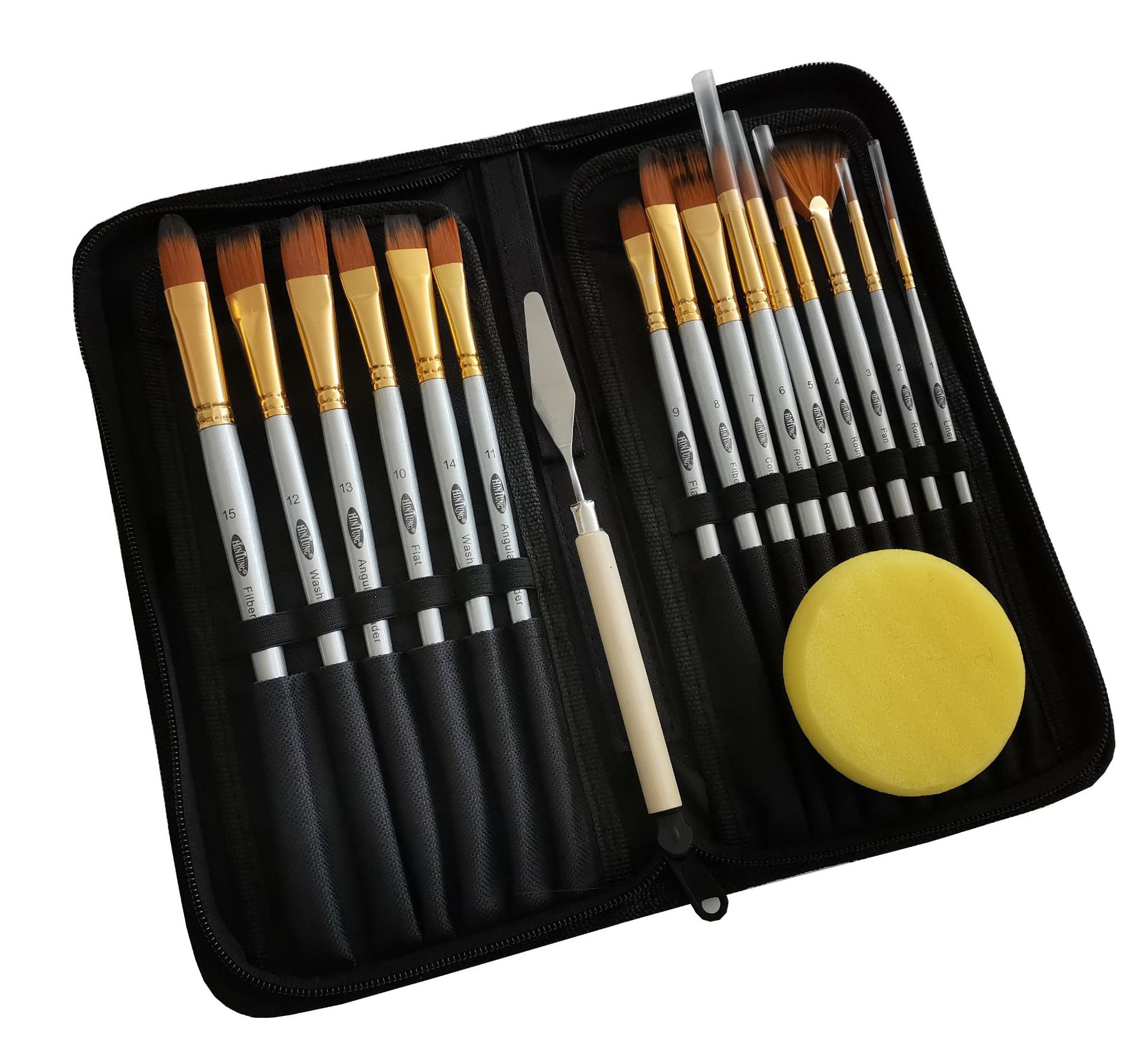 Cross-Border New Arrival Oil Painting Brush Palette Knife Multi-Purpose Nylon Hair Brush Brush 17 Pieces Painting Brush Suit