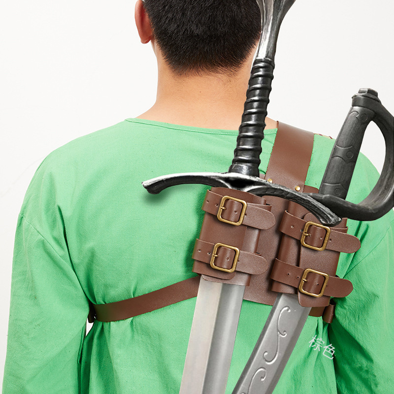 欧洲中世纪战士pu皮革双剑剑套话剧演绎cos摄影写真道具