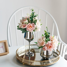 仿真花束假花客厅装饰摆件北欧ins绢花餐桌花玫瑰花套装花艺摆设