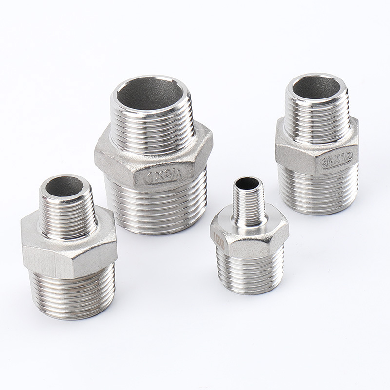 304不锈钢变径加厚对丝4分6分1寸双外丝异径直接外丝水管接头配件