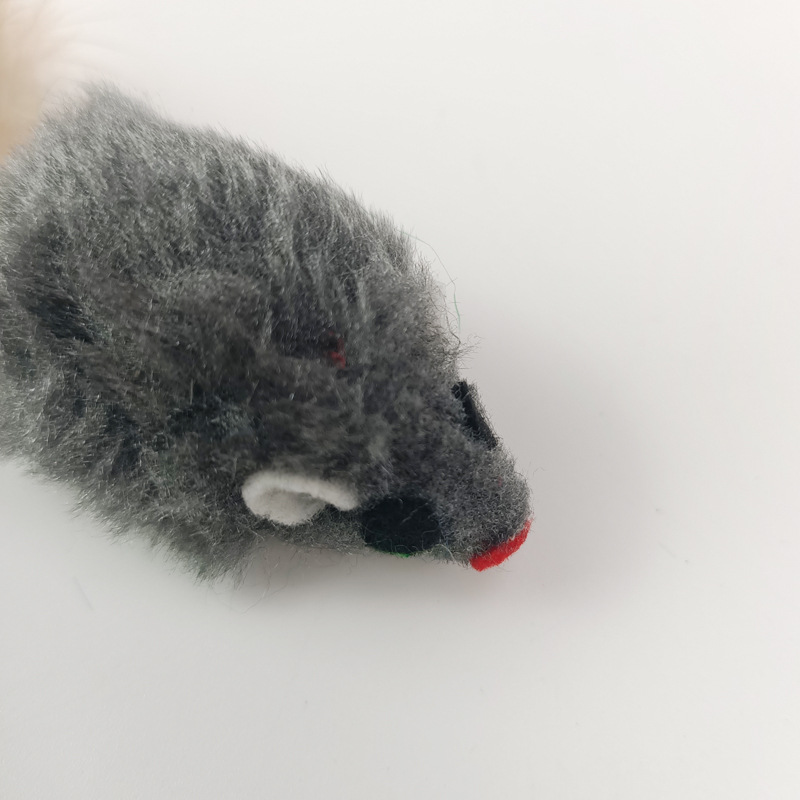 毛绒小老鼠带羽毛尾巴猫玩具宠物啃咬玩具逗猫咪磨牙磨爪宠物玩具