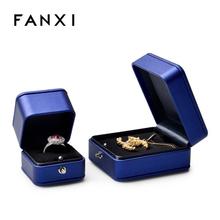 【凡西】新款轻奢饰品包装盒欧美珠宝礼盒蓝色戒指项链耳环包装盒