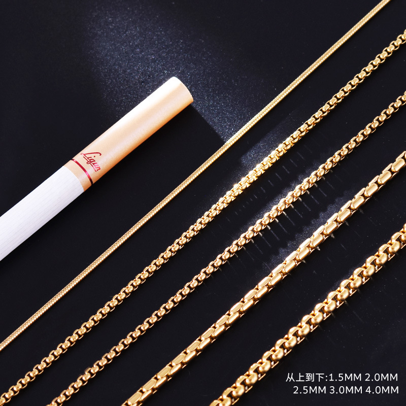 金色钛钢项链配链韩版男士霸气项链粗个性百搭潮流龙骨蛇骨锁骨链