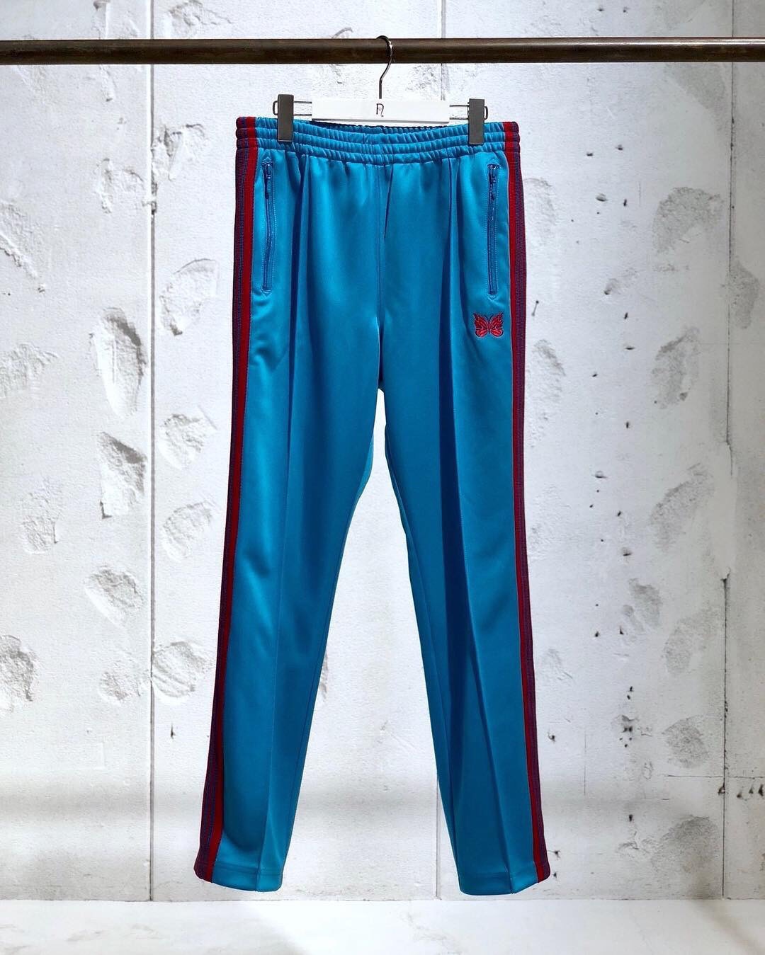 嘻哈高街nedles蝴蝶刺绣金丝绒男女休闲裤侧边织带学生运动裤潮