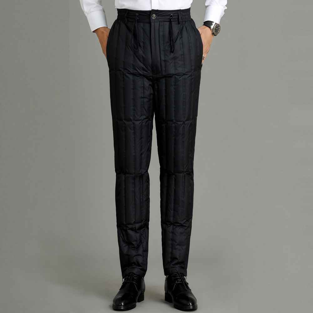 中老年大码羽绒裤男加厚内外穿保暖裤胖爸爸冬装加肥宽松高腰裤子