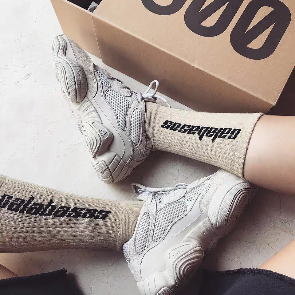 欧美街头中筒袜男yeezy纯棉袜子男女四季潮款椰子高帮篮球男女袜