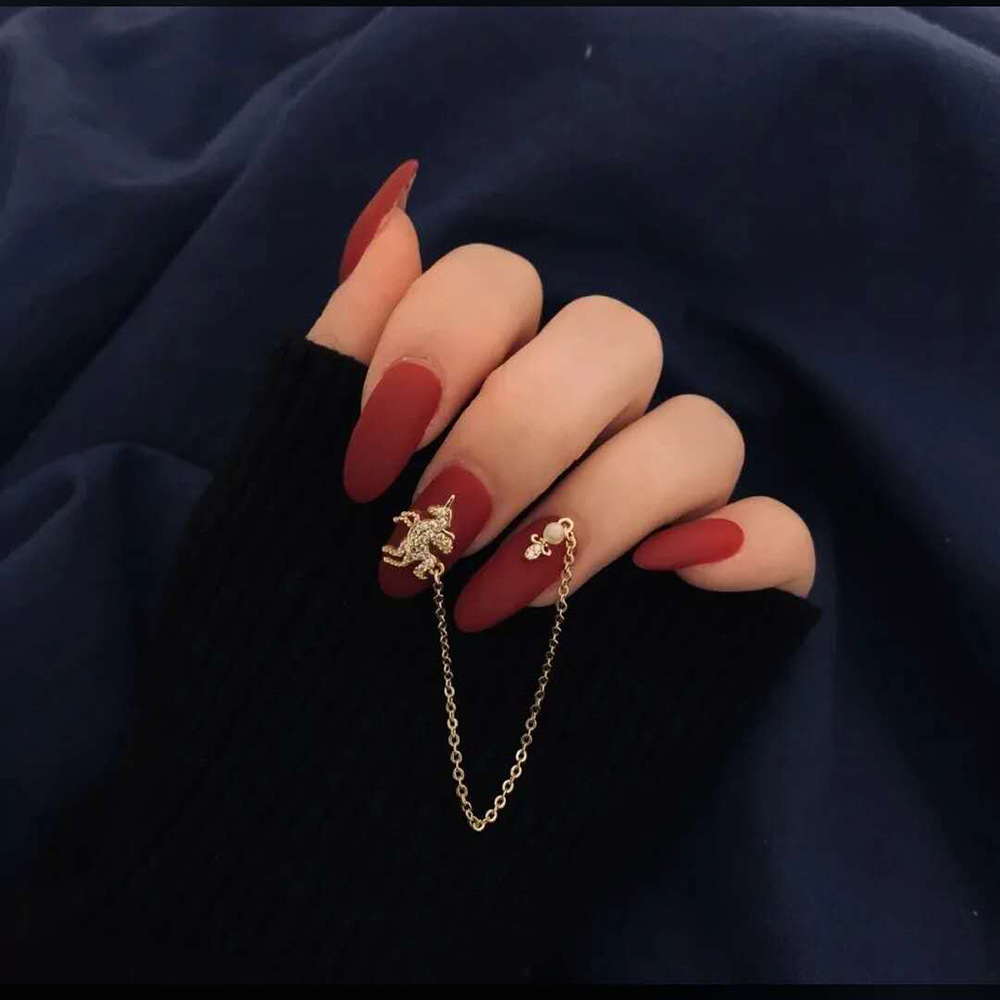 319穿戴美甲贴片成品假指甲片可拆卸网红新娘快手独角兽链条