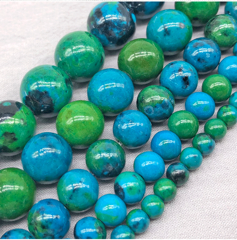超越水晶 凤凰石散珠子 青色凤凰石散圆珠子批发 diy手工串珠配件
