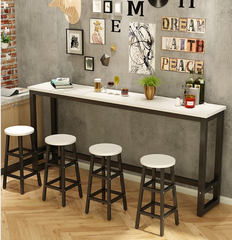 欧式室内我要买酒吧桌椅家用吧台现代简约复古麻辣烫餐桌椅窄边桌