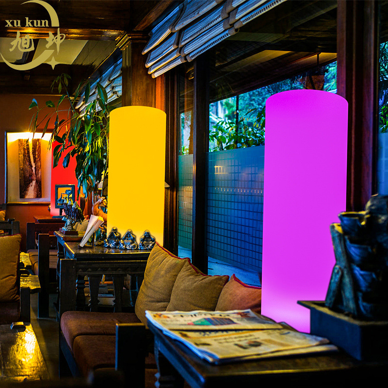 led七彩发光遥控 户外圆柱落地灯 餐厅别墅庭院引路装饰灯现货