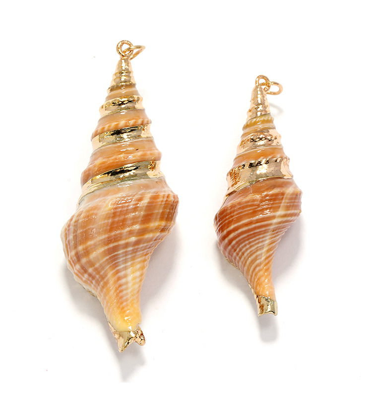 意贝 电镀海螺金边饰品配件 镀金边海螺吊坠项链配件