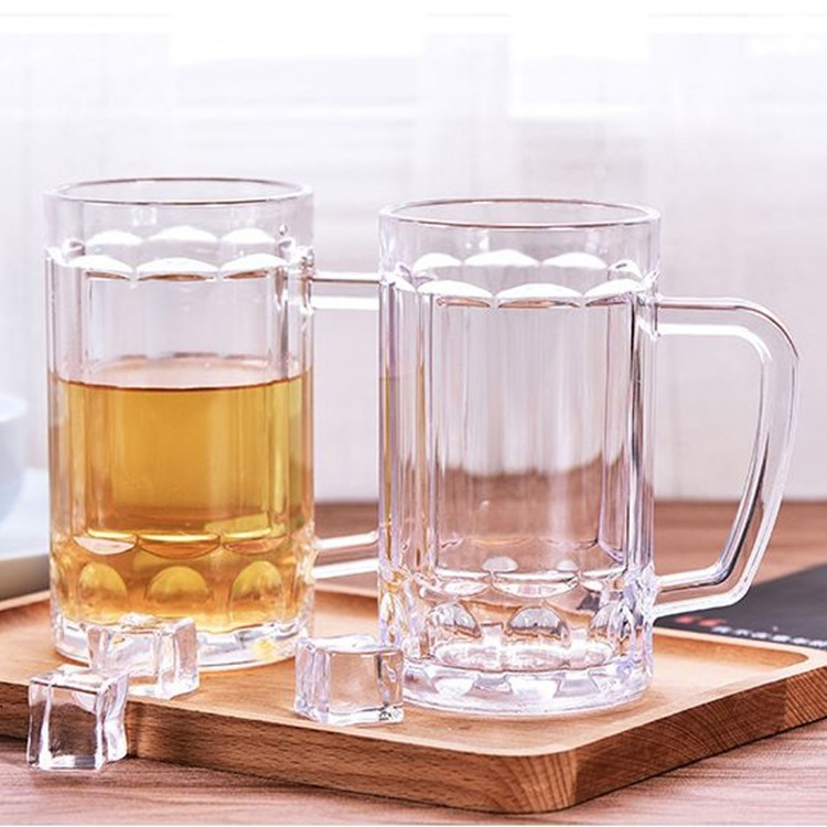 Transparent Acrylic Craft Beer Mug Thick Drop-Resistant Plastic Tape Handle Bar Night Stalls Restaurant Beer Mug
