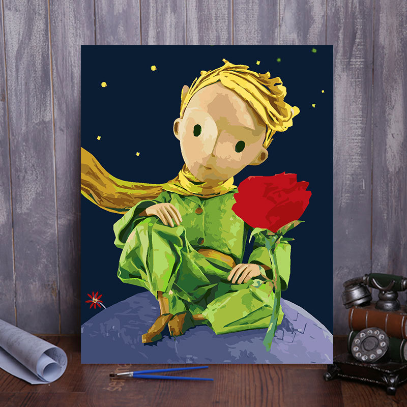diy数字油画小王子系列卡通动漫手工填色卧室装饰油彩画 定制照片