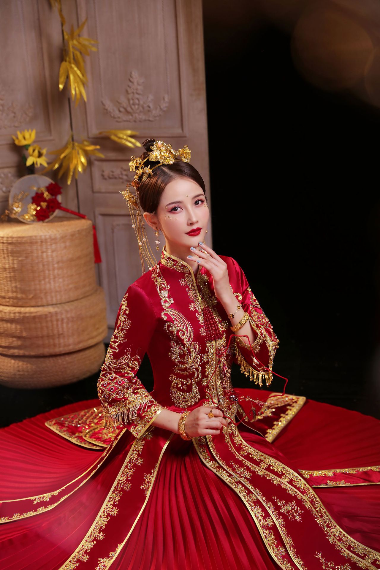 改良秀禾服新娘2022冬季新款敬酒服中式古装婚纱礼服旗袍结婚嫁衣