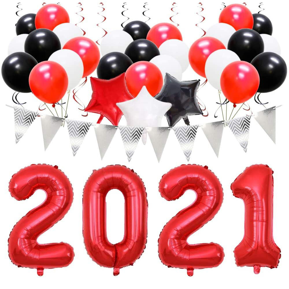 2021元旦新年套装happynewyear字母铝膜气球套餐橱窗店铺布置气球
