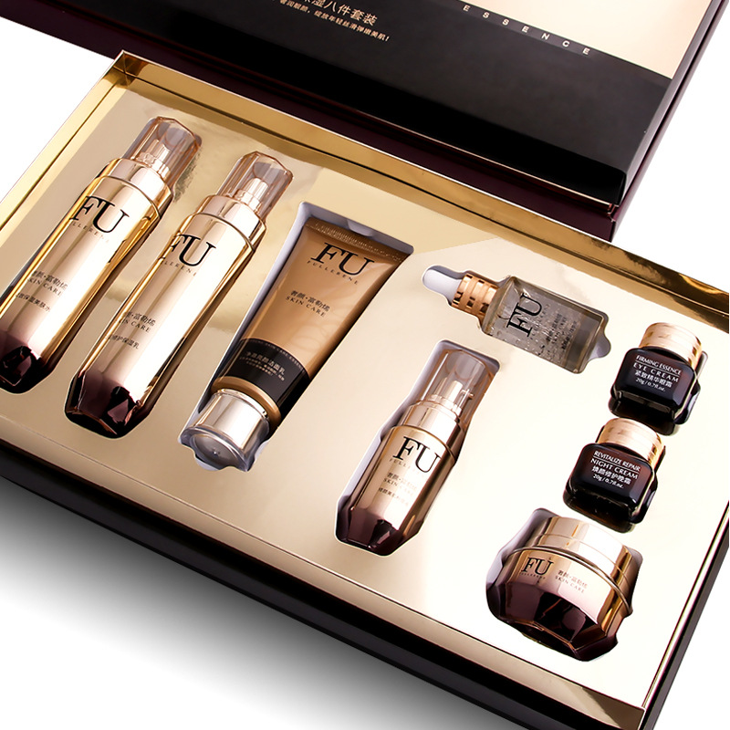 批发新款富勒烯保湿补水面部护肤套装提亮肤色秋冬化妆品套装