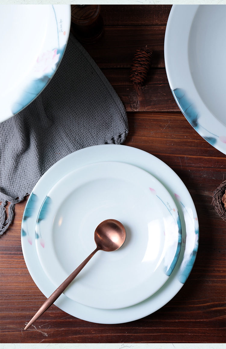 创意圆形宽边网红密胺凉皮盘四川小龙虾盘子商用剁椒鱼头热菜盘