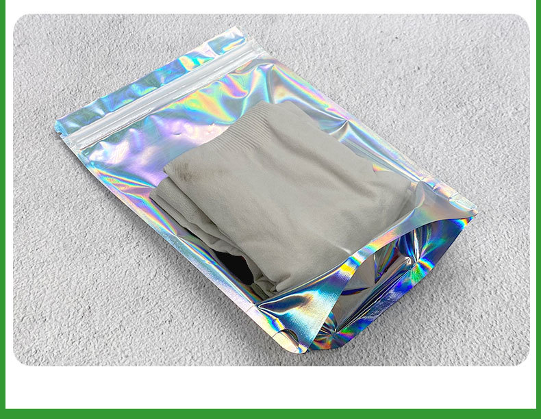 镭射阴阳自立自封袋闪光饰品封口袋食品包装袋彩色炫彩骨袋18*26