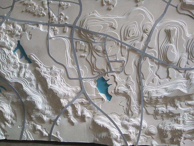 投影素模沙盘广州地形白模 立体壁挂式区域规划沙盘展示 来图定制