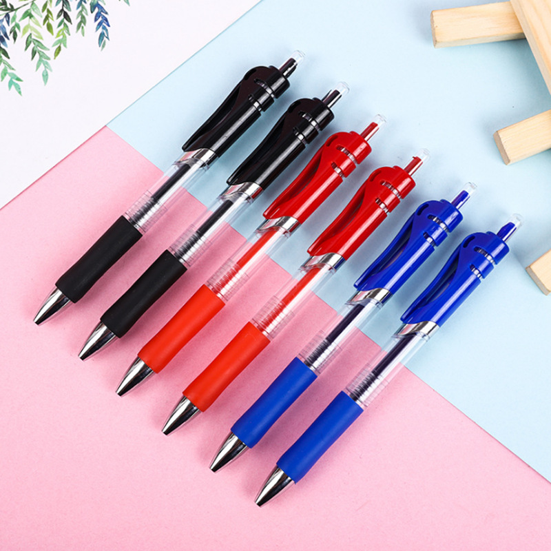 Supply K35 Push Type Gel Pen Red Black Blue 0.5mm Bullet Signature Pen