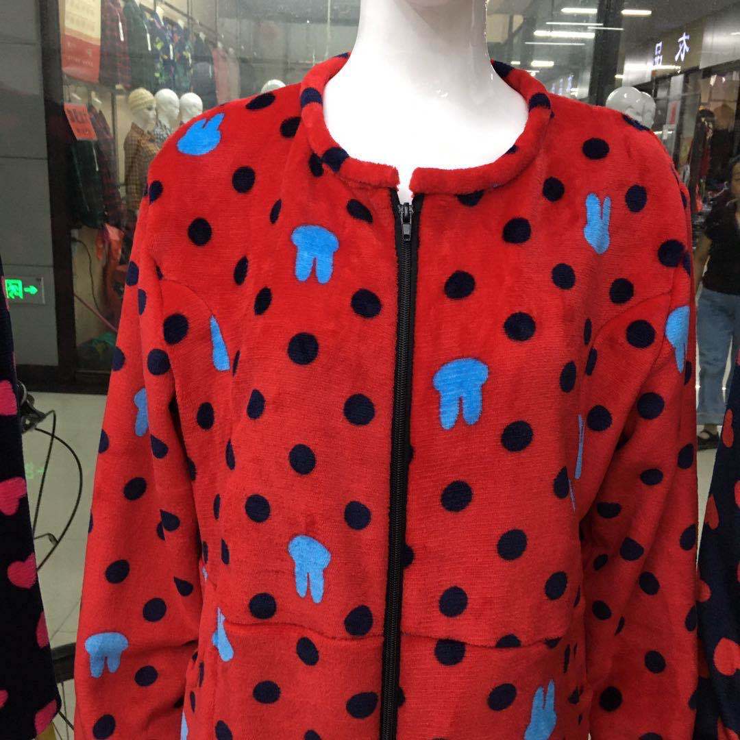 秋冬季成人法兰绒罩衣围裙护衣韩版拉链长袖加厚保暖防污厂家直销