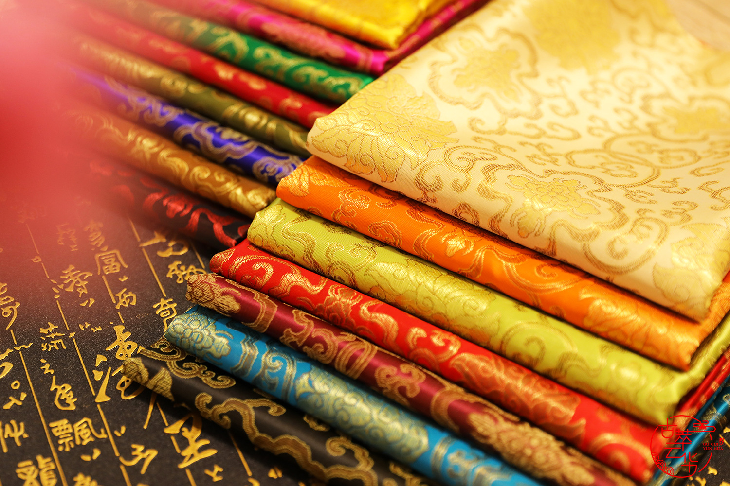 富贵花织锦缎布料高密尼龙丝绸贡缎香包坐垫抱枕艾灸衣锦盒真丝布