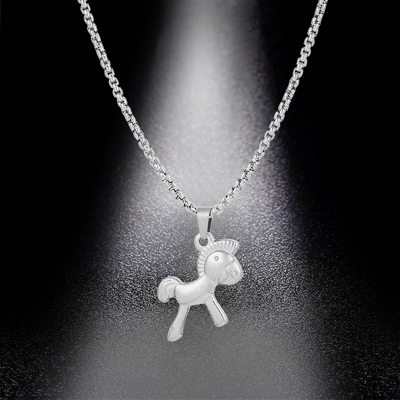 Titanium Steel Trojan Necklace South Korea Dongdaemun Immediately Rich Pendant Stainless Steel Pony Clavicle Sweater Necklace Ornament