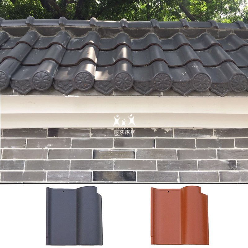 九方22x22陶瓷古建琉璃瓦片青灰色仿古小瓦围墙门头院墙拦河飘檐