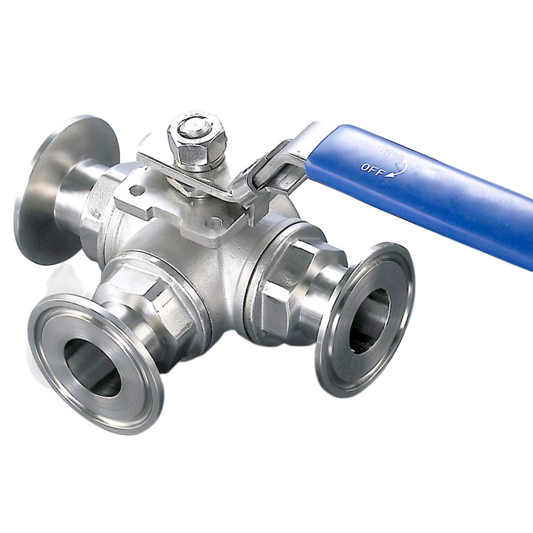 手动卫生级三通球阀 卡箍快装式 不锈钢材质