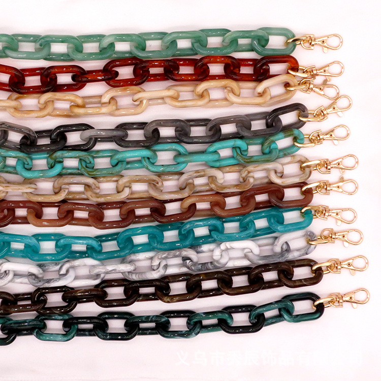 Hot Sale Release Buckle Acrylic Plastic Resin Chain Removable Acrylic Cross Bag Chain Bag Strap Handle 25*40M