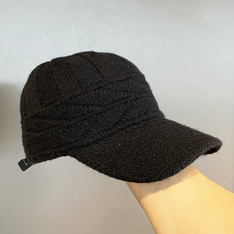 ins毛线针织鸭舌帽子女秋冬韩版潮日系百搭透气保暖棒球帽网红款