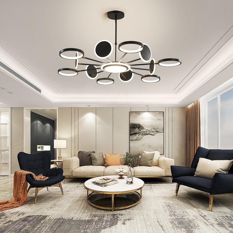 Nordic Post-Modern Light Luxury Living Room Chandelier Atmospheric Creative Trending Molecular Lamp Lighting LED Living Room Bedroom Lamps