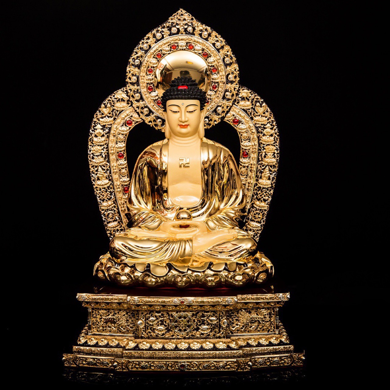 台湾盛凡铜鎏金佛像 sa40 释伽牟尼佛 鎏金 高54cm 佛教系列摆件