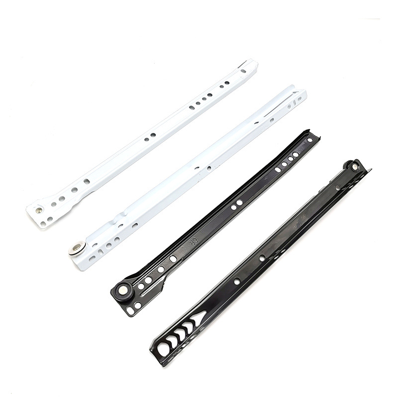 喷粉托底滑轨 抽屉滑轨导轨 二节静音白色滚轮 两节滑轨 自动直轨