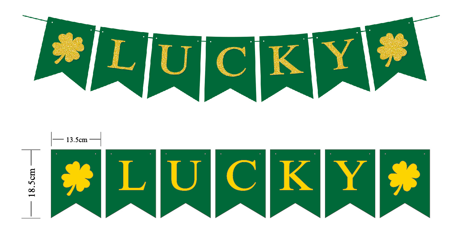 字母拉旗欧美无纺布串旗lucky拉旗圣帕特里克狂欢节派对装饰工厂