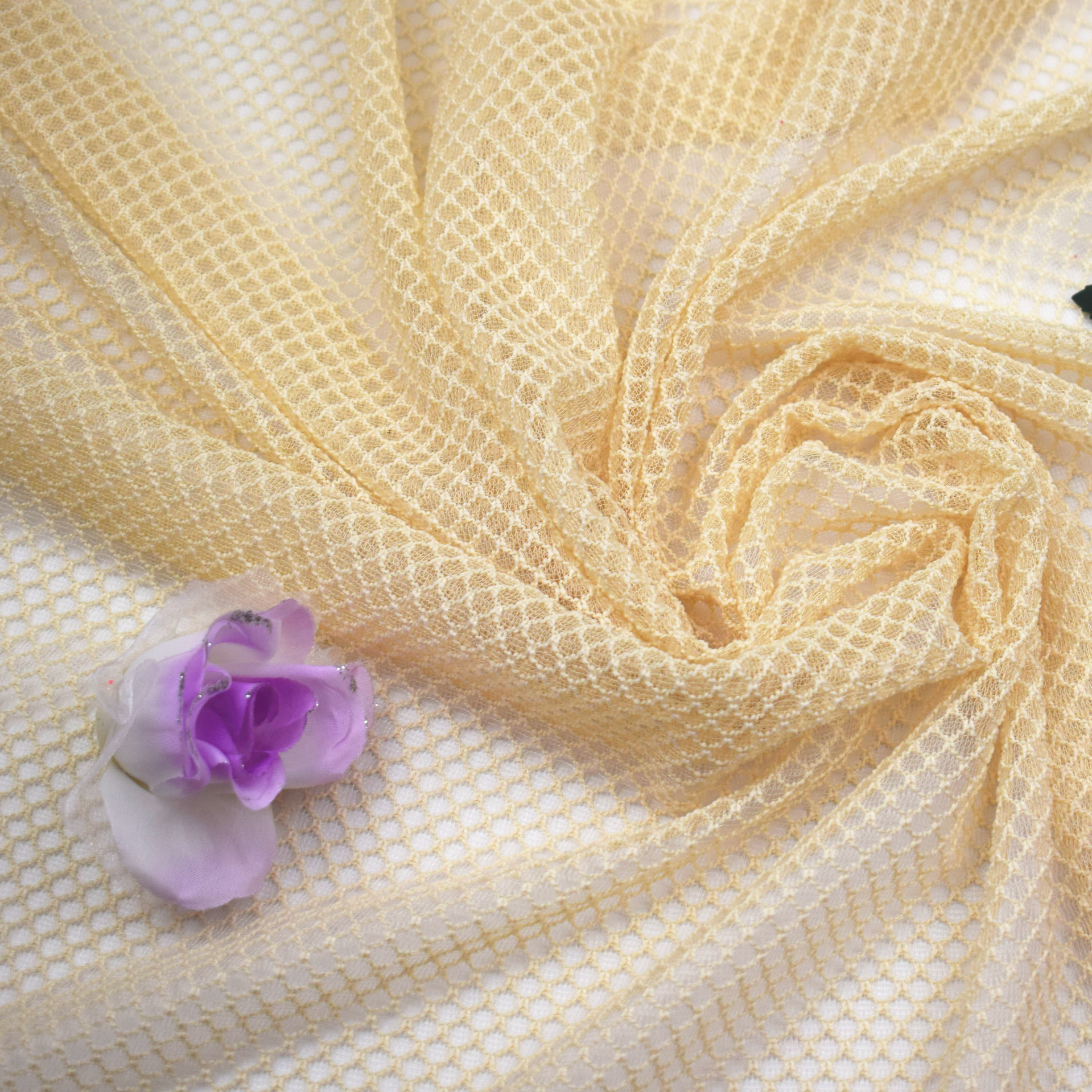 针织提花网布渔网装针织渔网提花面料100dty125g160cm1905