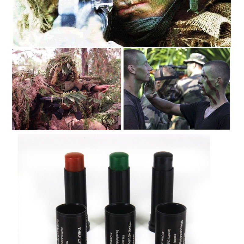 伪装迷彩油cs脸彩伪装油户外面部三色迷彩油野战军迷伪装迷彩油