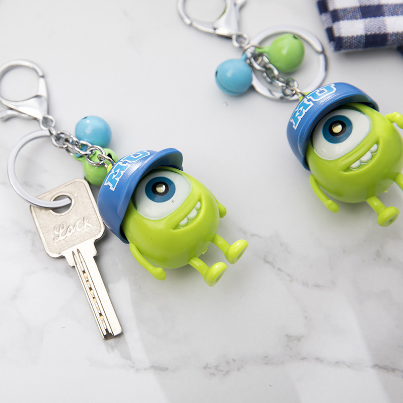 Hole Shoes Accessories Cartoon Cute Monster Wearing Hat Big Eyes Led Sound Luminous Keychain Creative Gift