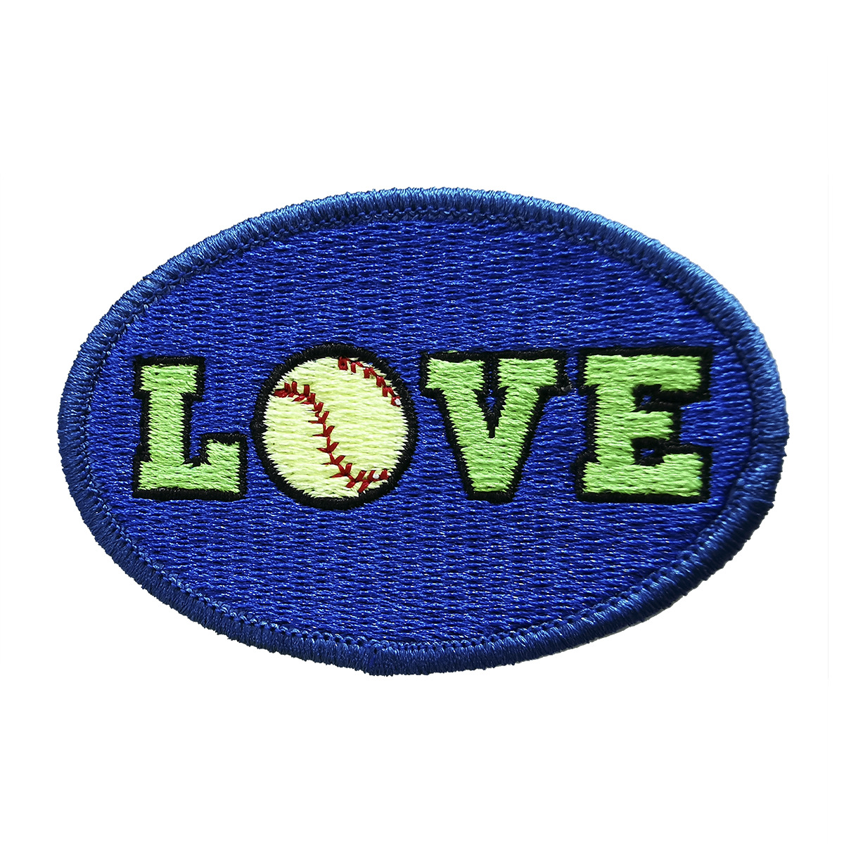 东莞工厂大量定制绣花章子椭圆锁边背胶多色英文字母图案立体刺绣