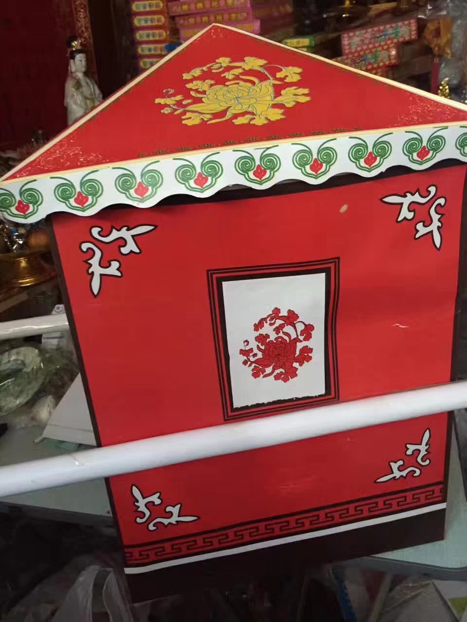 新款纸黄轿子纸轿白事丧事白天周年用纸活大全灵屋楼房纸扎