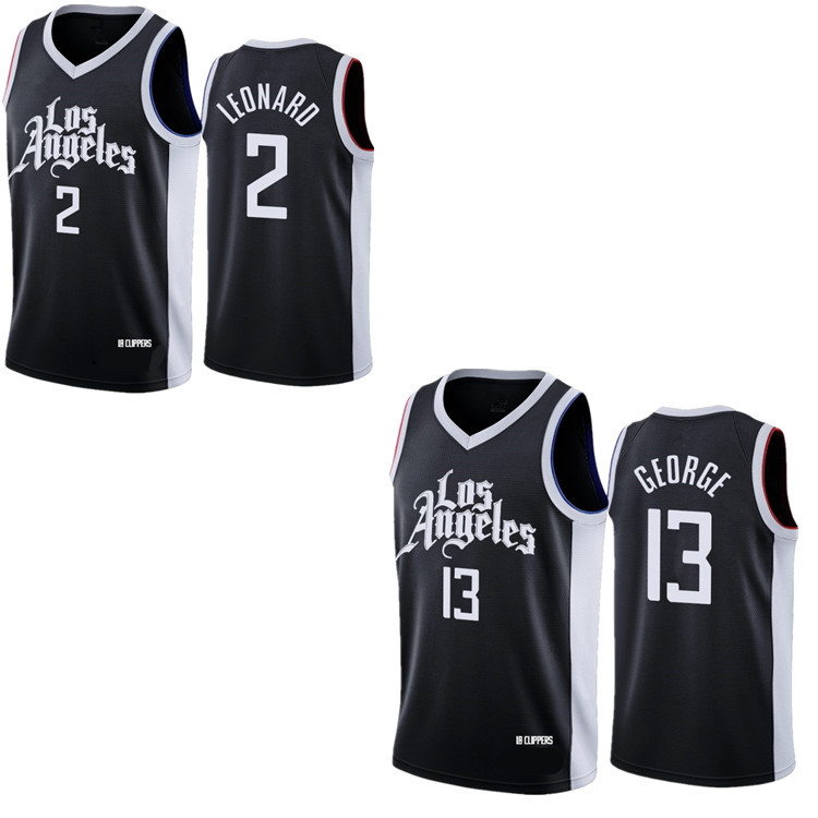 nba球衣批发 快船队2#伦纳德 13#保罗乔治刺绣篮球服城市版
