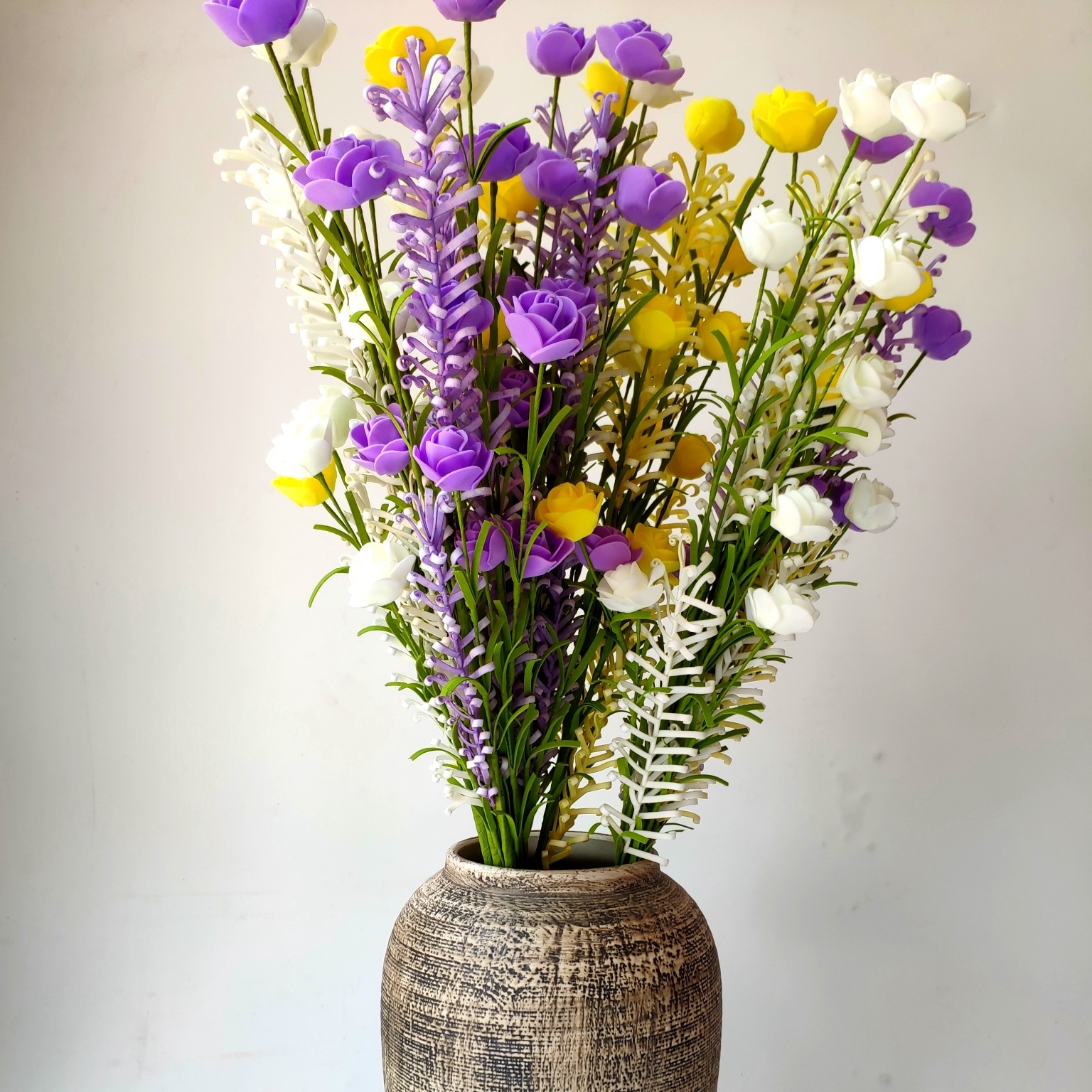 仿真花5头长枝多层卷边手感保湿玫瑰 婚庆摄影家居装饰花绿植跨境