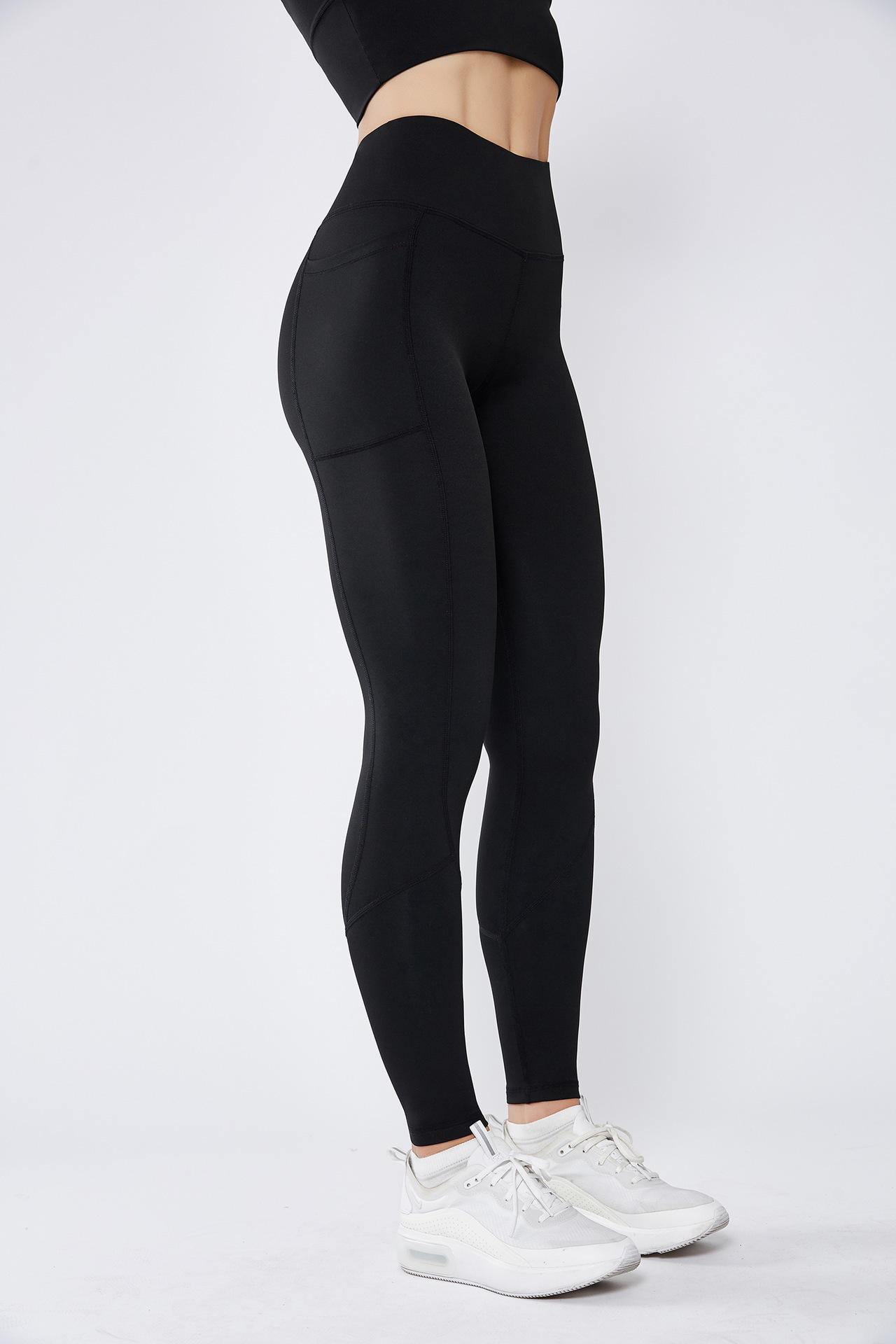New Sports Pocket Yoga Pants High Elastic Peach Hip Raise High Waist Fitness Pants Outdoor Tight Trousers