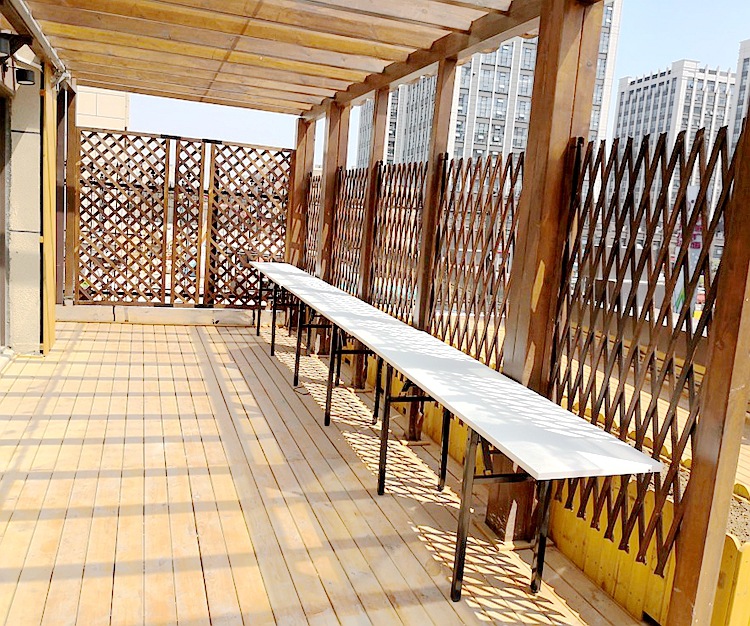 碳化防腐木栅栏家庭护栏折叠网格室外饭店加宽商用隔栏白色田园