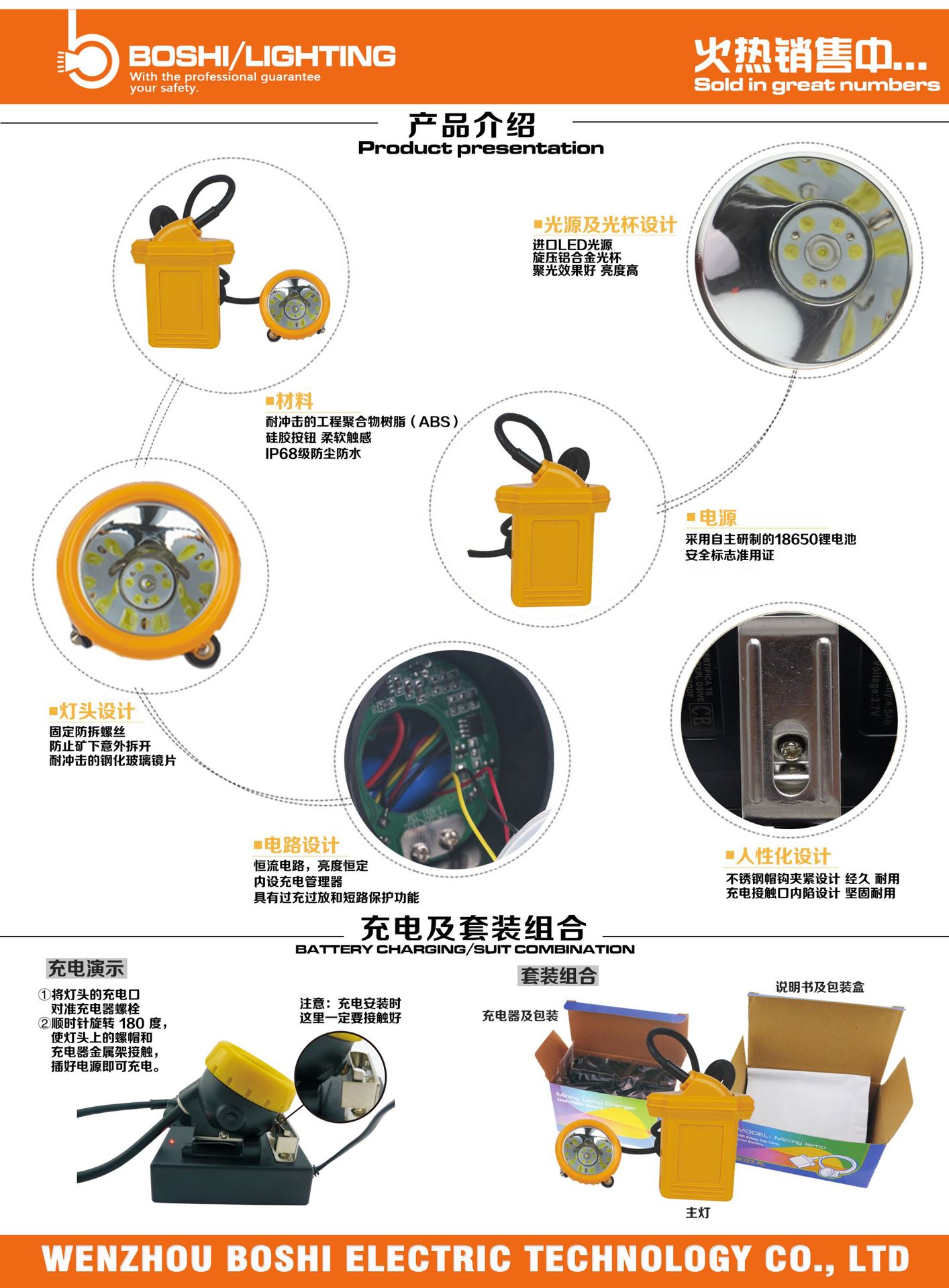 出口型矿井防尘线缆分体式矿灯3w高亮度工矿矿灯送充电器kl4lm
